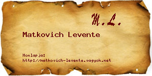 Matkovich Levente névjegykártya